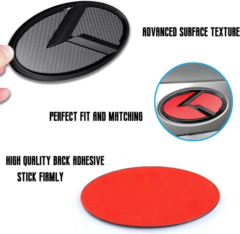 JULOPO 2Pcs K Logo Front Hood Trunk Emblem Badge Compatible with Forte Sedan Optima Cerato .etc (Carbon Fiber Black) - Image 3